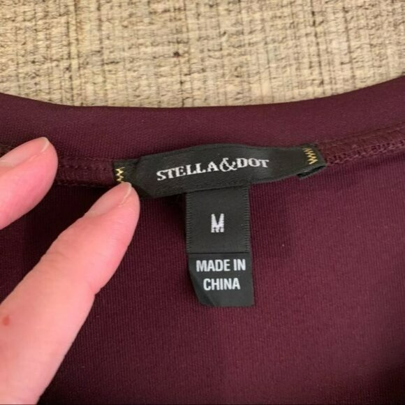 Stella and dot women's size medium puff shoulder long sleeve crew neck blouse - Picture 2 of 6